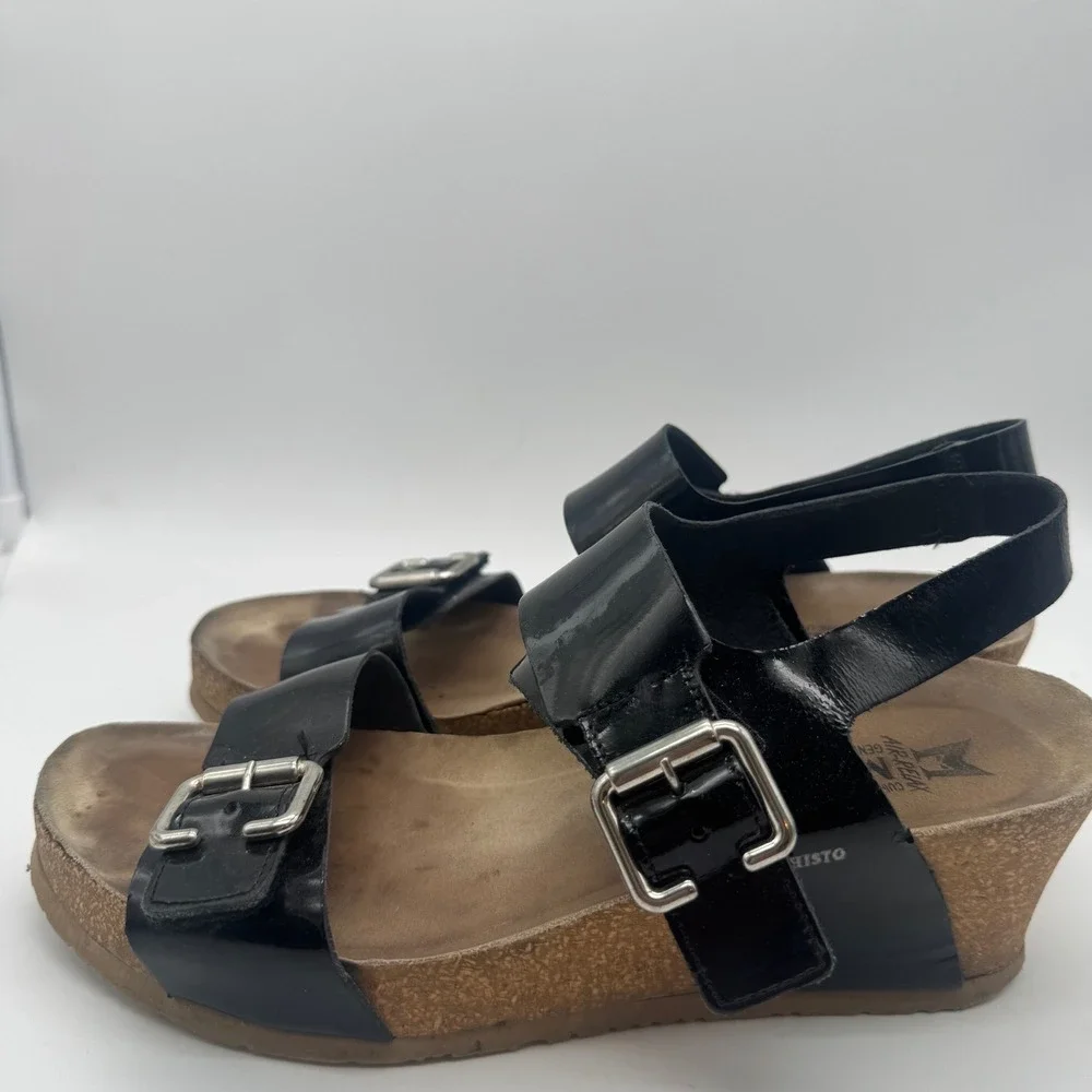 Mephisto‎ Women's Lissandra Black Patent Leather Wedge Size 40 Euro Read!!